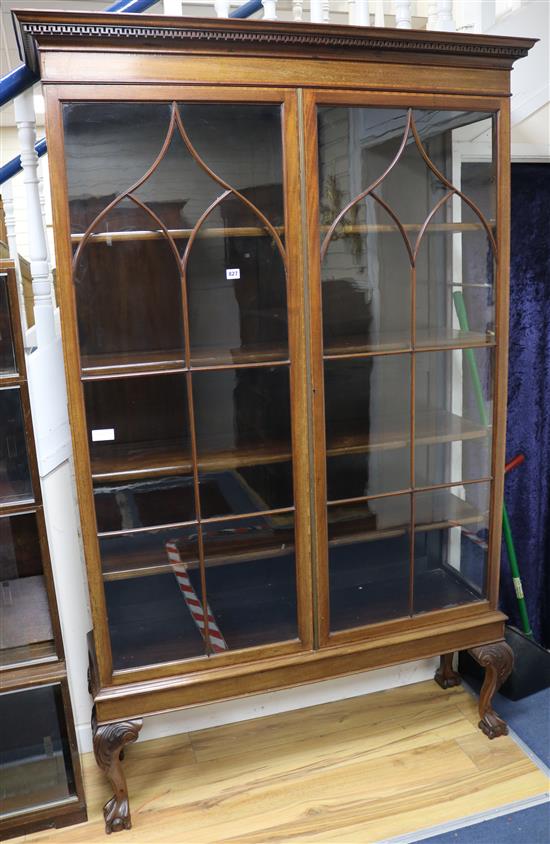 An Edwardian inlaid mahogany glazed display cabinet W.128cm